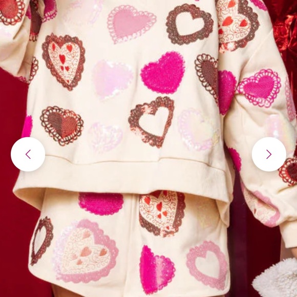 Queen Of Sparkles Heart Patterned Cream Women’s Shorts - Picture 2 of 13